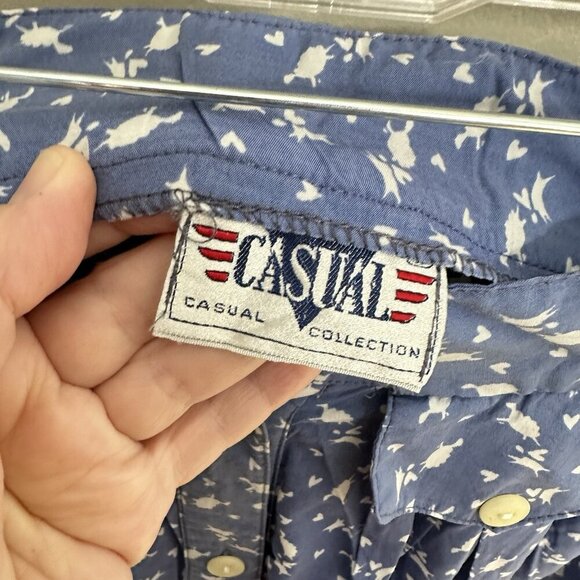 vintage 80s HIGH WAISTED FULL SKIRT midi button front mom floral boho academic S - Picture 8 of 9